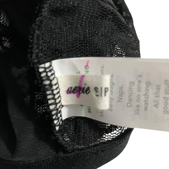 Aerie Womens Bralette Size Small Smoothez Black Floral Lace Scoop Pullover Bra - Picture 6 of 7